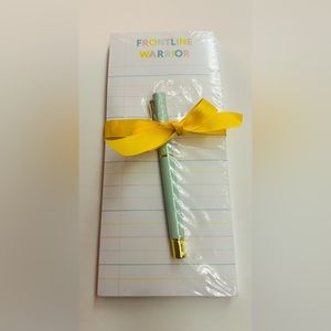New Magnetic Lined Pad with Blue and Gold Pen "Frontline Warrior"